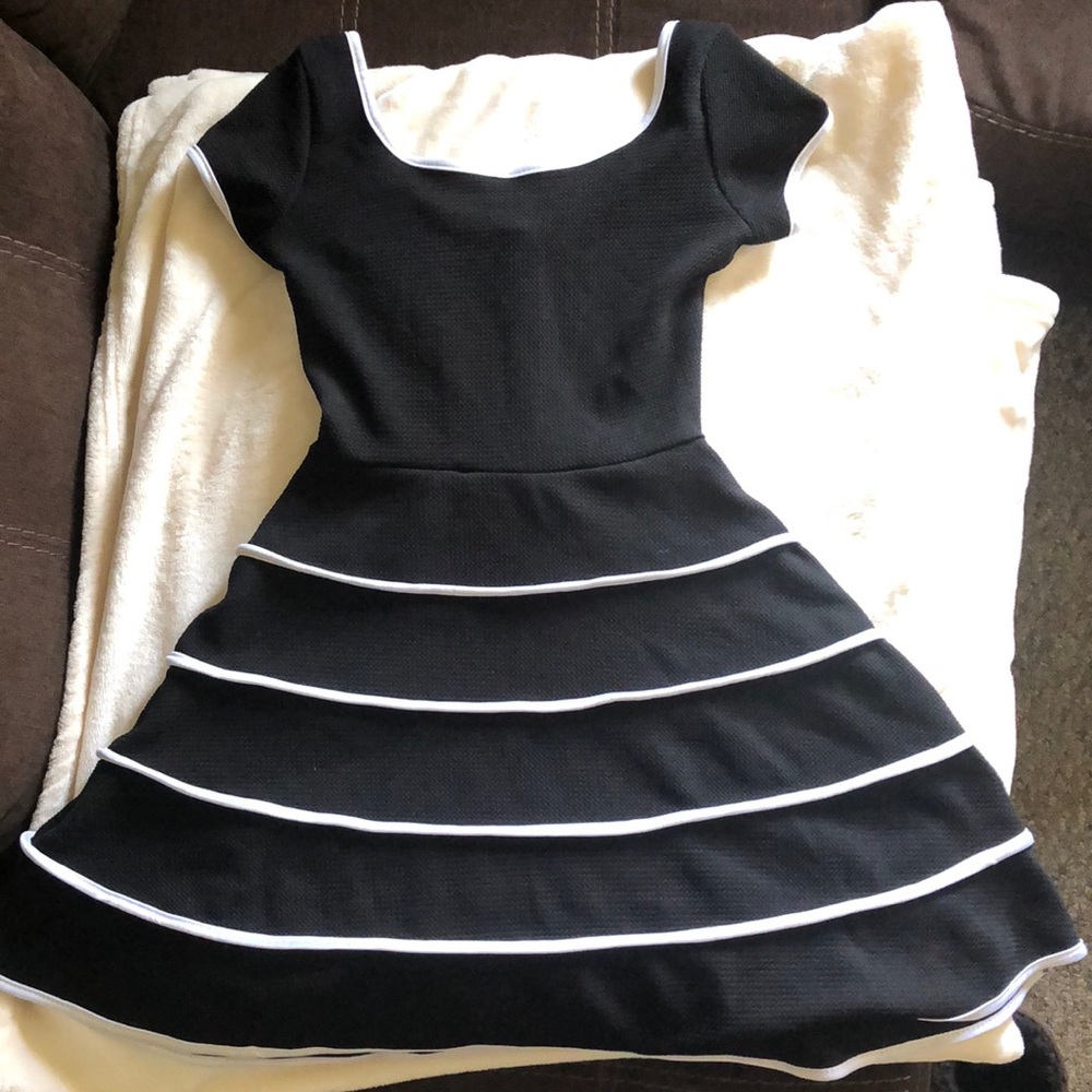 Black and white striped dress